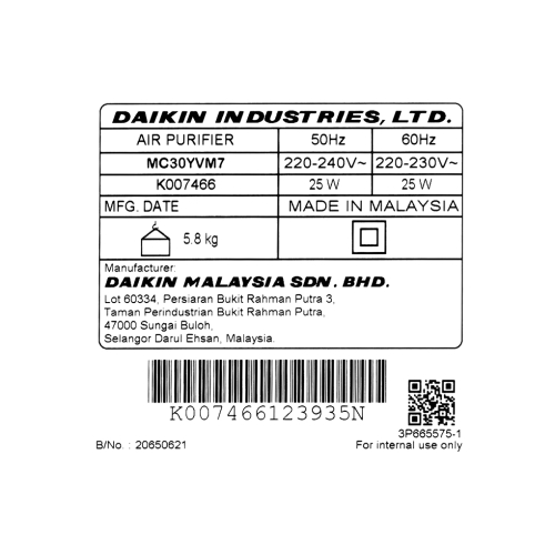 Máy lọc không khí Daikin MC30YVM7