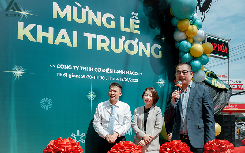 Anh Lưu Lê Minh Khải đại diện Samsung AC Việt Nam, phát biểu chia sẻ và chúc mừng HACOME
